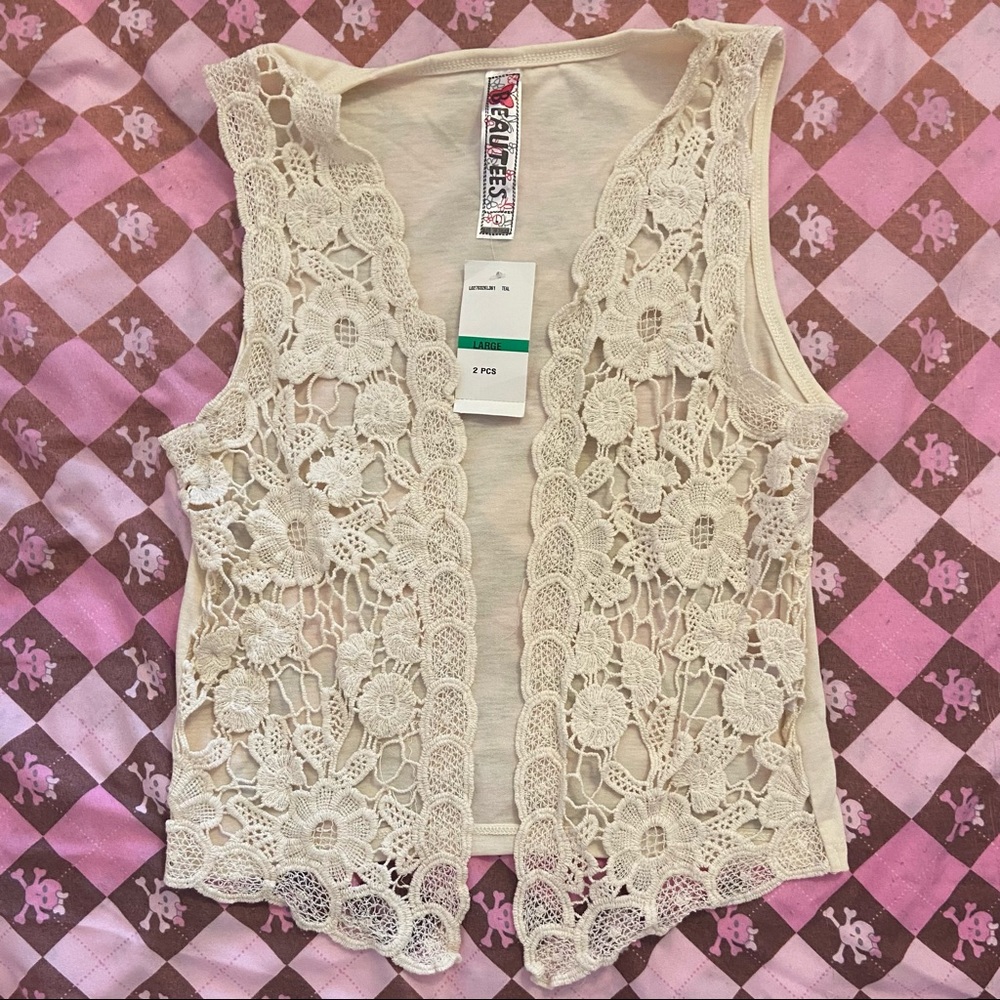Kids Beige Lace Vest